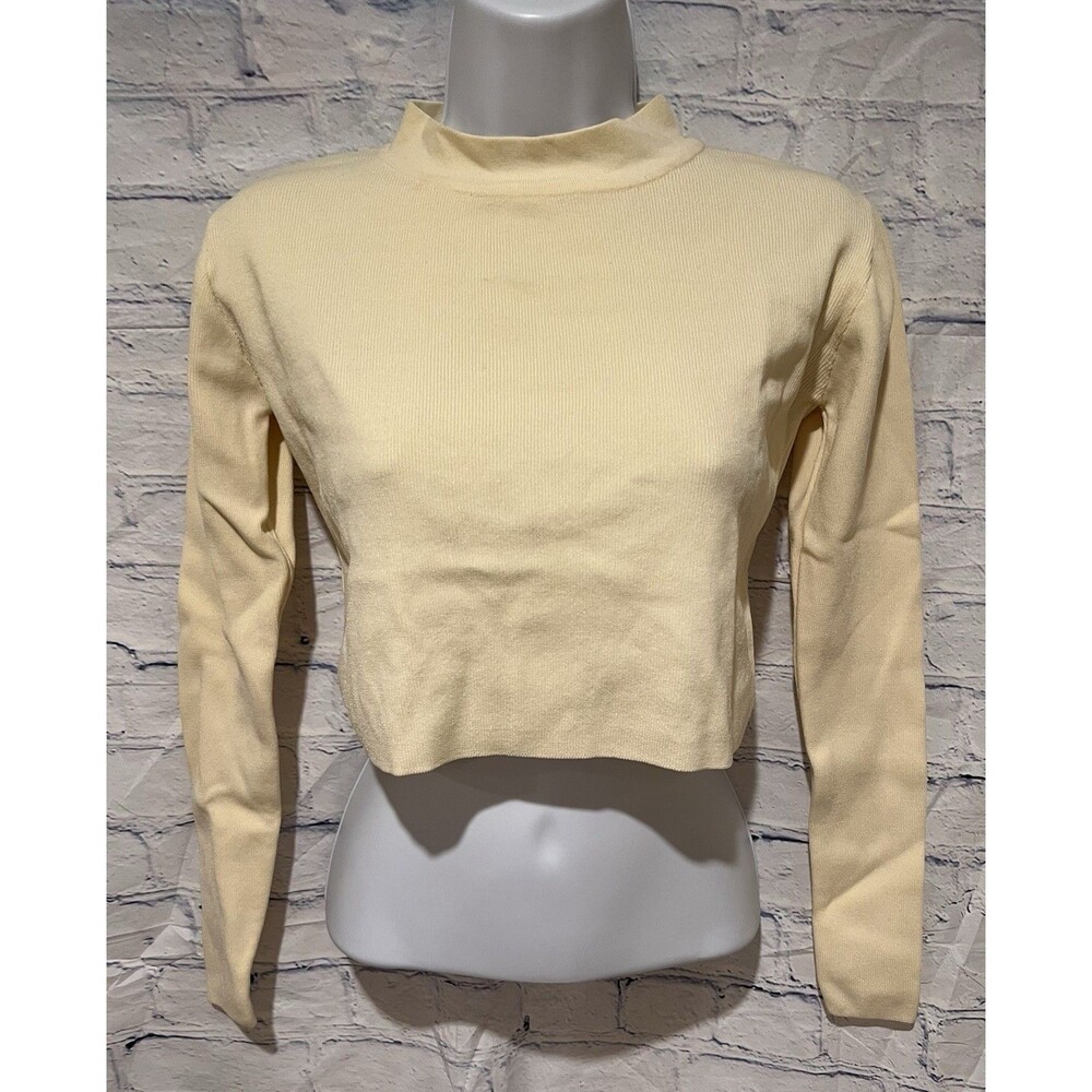 Zara Open Backpack Cropped Long Sleeve Cream Sweater Size Small